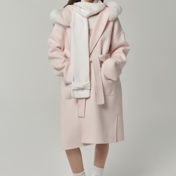 클리시어 베이비 리본 머플러/화이트/새상품 택O/무료배송