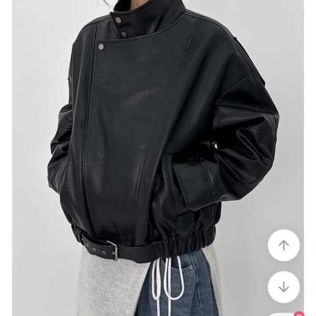 블랙업 샤글 하이넥 레더점퍼 가죽자켓 퍼아우터 모디무드 릿킴