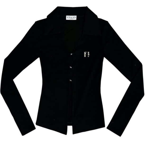 Newalrin Emblem Shirt Top 셔츠탑 (Black)