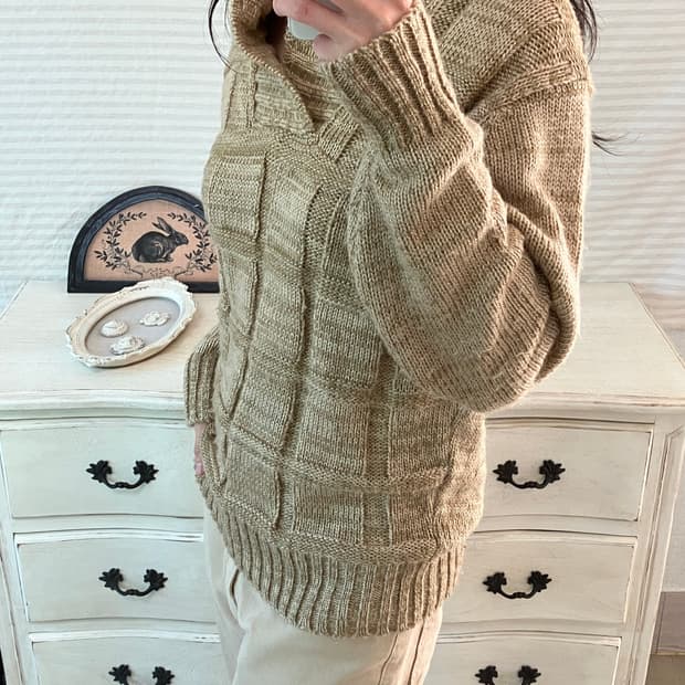 jpn vintage 베이지 카이넥 와플 니트 y2k 스트릿 갸루 펑키