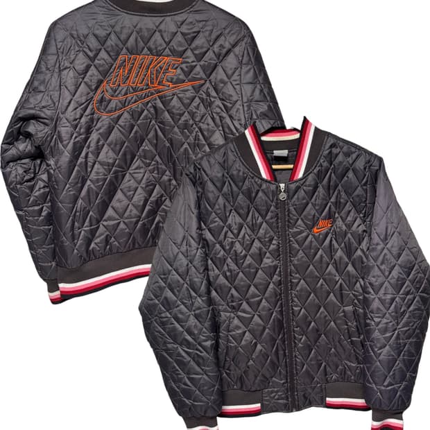 나이키 다크브라운 빅로고 올드스쿨 퀄팅 집업 자켓