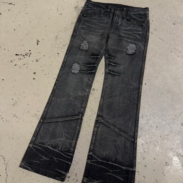 워싱 데님 부츠컷