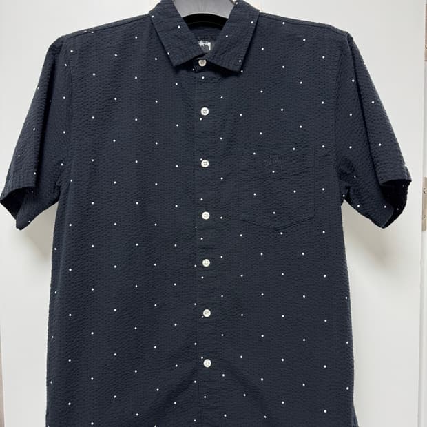 정품) 스투시 시어서커 반팔 셔츠 S