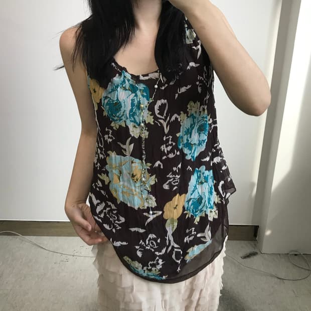 빈티지 비즈 패턴 슬리브리스