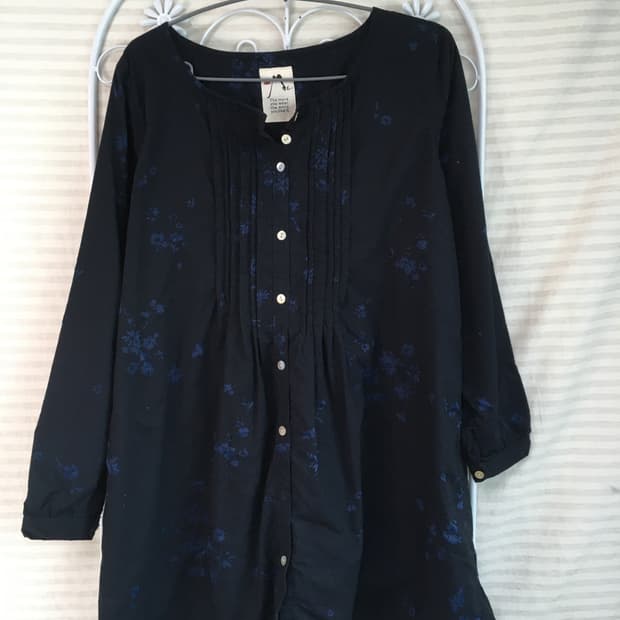 빈티지 네이비 플라워 핀턱 버튼 원피스 y2k 스트릿 갸루 펑키 일본빈티