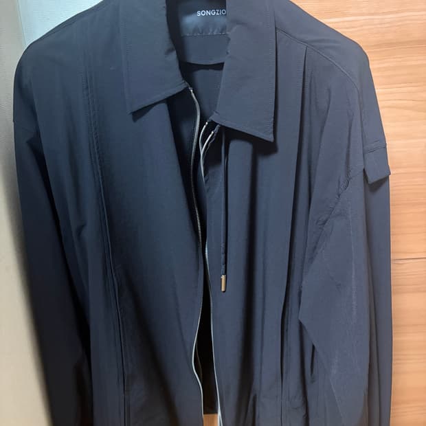 송지오 컬렉션 더블 레이어드 집업 점퍼 블랙 48