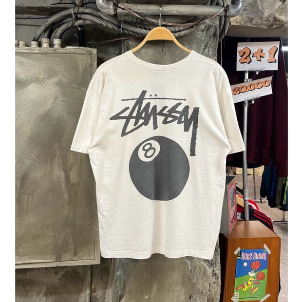 스투시 에잇볼 빅로고 반팔티 화이트 L #csz3562