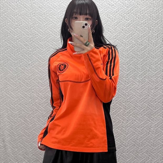 아디다스 첼시 챔스 축구 레트로 오렌지 져지 롱슬리브 100 C11160