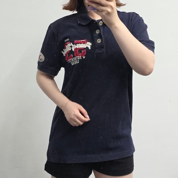 [프립]지프 입체자수 패치 반팔카라티 네이비
