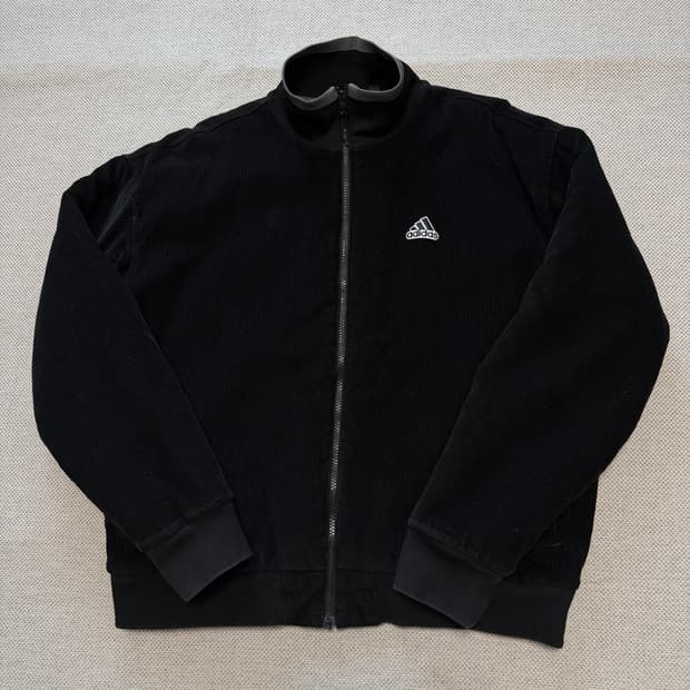 아디다스 블랙 코듀로이 기모 자켓