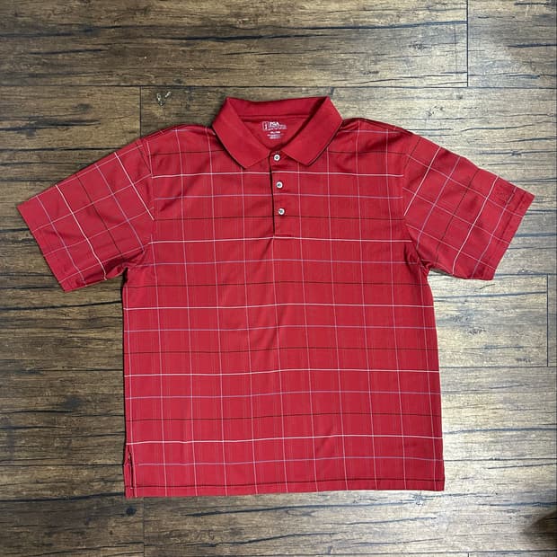 PGA TOUR 기능성 체크 골프 카라티 XL 레드