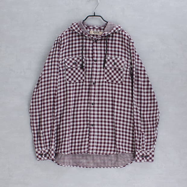 KANSAI JEANS _ gingham check hood shirt