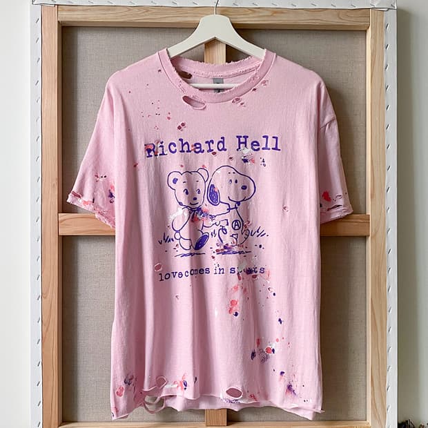 Richard Hell 디스트로이드 페인팅 반팔티