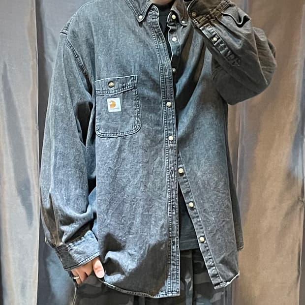 XXL 칼하트 리메이크 원포켓 흑청 셔츠