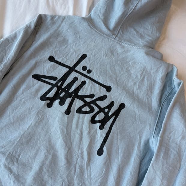 스투시 빅로고 후드티 스카이블루 M