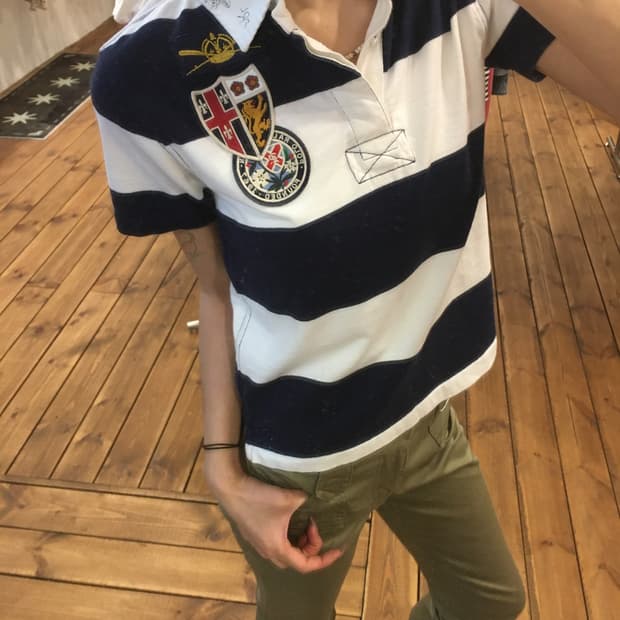 폴로 네이비 스트라이프 카라티