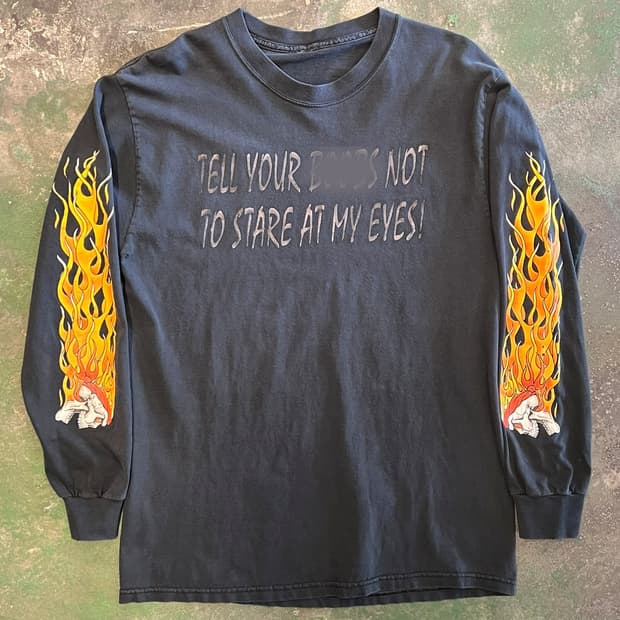 00's [M] 빈티지 롱슬리브 바이커 플레임 스컬 그래픽 워싱 쵸퍼