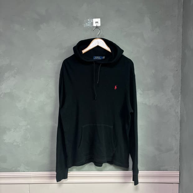 폴로 랄프로렌 와플 니트 후드 블랙