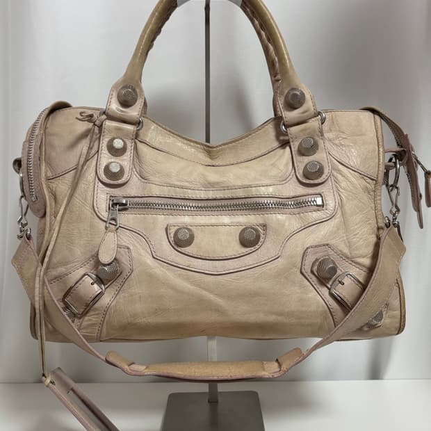 발렌시아가 자이언트 모터백 베이지