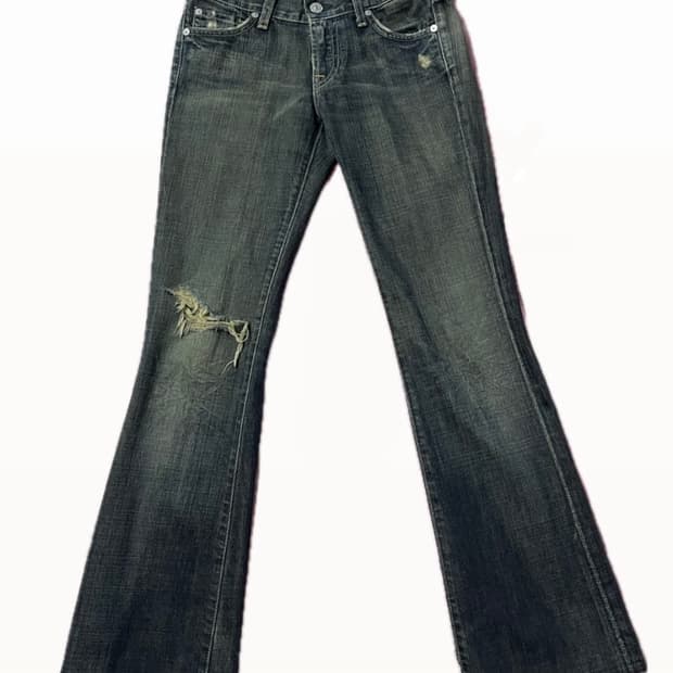 7 For All Mankind 데미지 워싱 로우라이즈 부츠컷 데님
