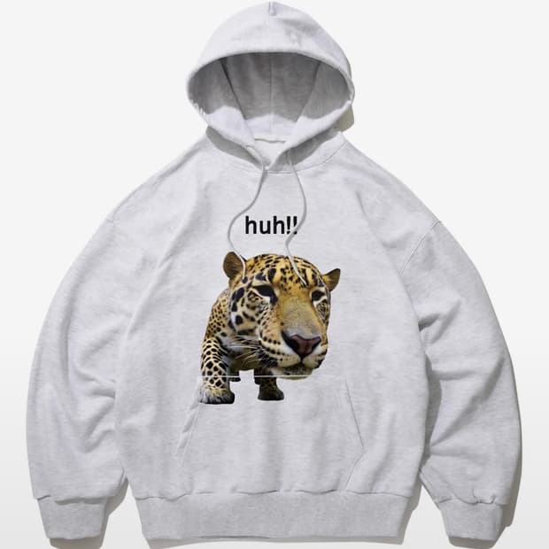 스웨이드 HUH!! LEOPARD HOODIE [MELANGE GRAY]