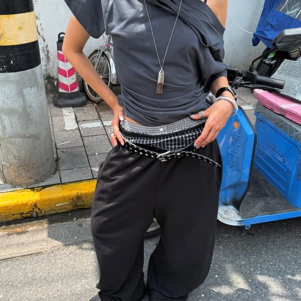 LCDC 레이어드 체크 스웻팬츠