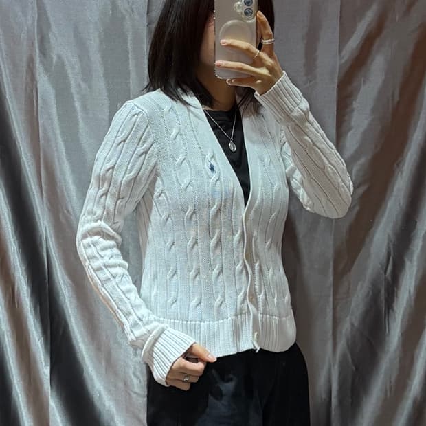 M 폴로랄프로렌 우먼스 네이비포니 화이트 가디건