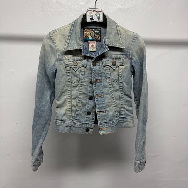 트루릴리젼 크롭 청자켓