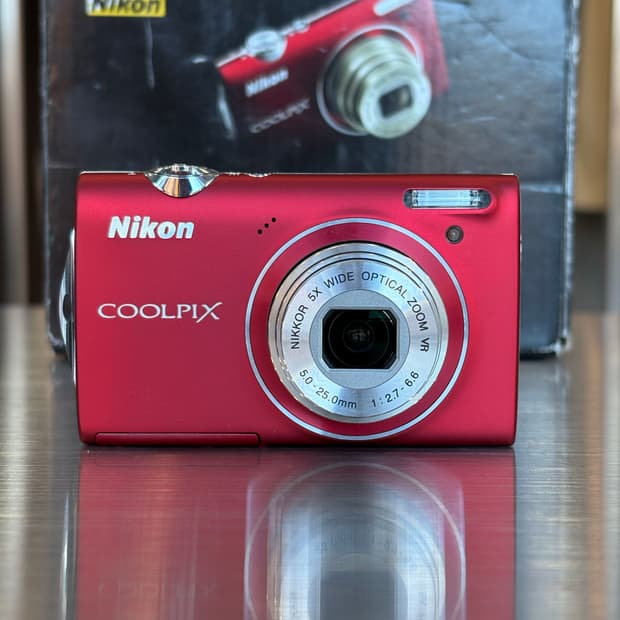 츄/new배터리/풀박/날짜표시)니콘 쿨픽스 s5100 레드 빈티지디카