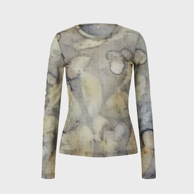 [새상품] 티크 리프 다이드 매쉬 롱슬리브 탑