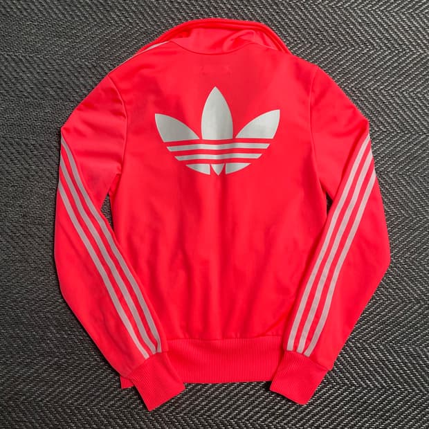 아디다스 우먼스 파이어버드 빅로고 네온 핑크 트랙탑 져지o 5321