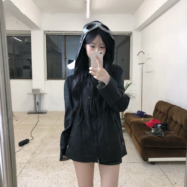 올드 CP컴퍼니 렌즈&고글 레더 자켓