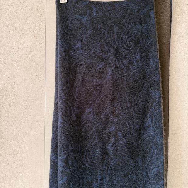 남성 정장 목도리 양면 페이즐리 네이비 브라운