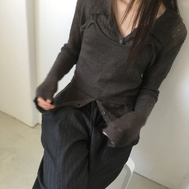 미엔느 mienne 레니 레이어드 뷔스티에 니트 세트