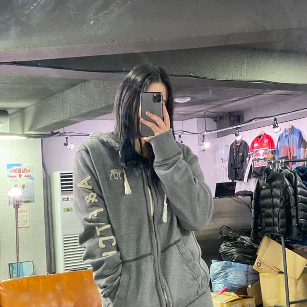 아베크롬비 사이드라인 그레이 후드집업 B3422