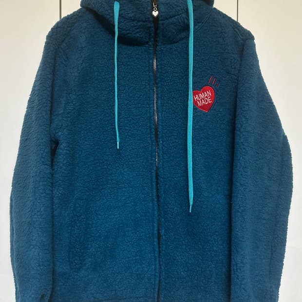 휴먼메이드 후리스 후드 집업 블루