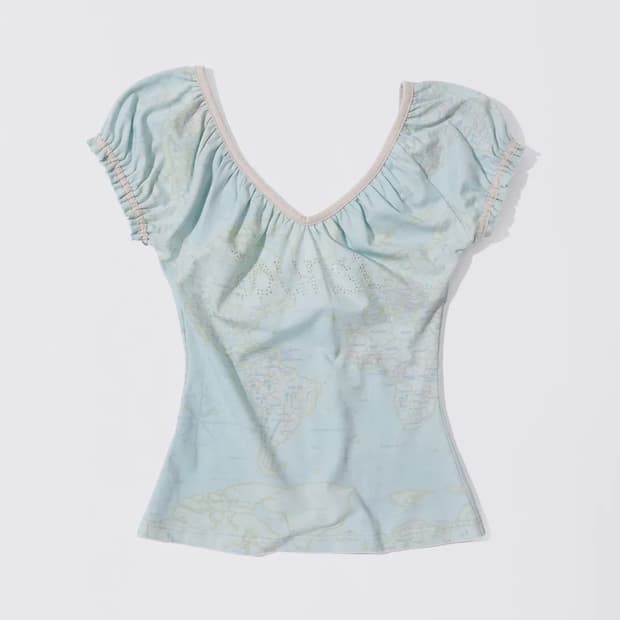 스컬프터 Tourist Scoop Back Tee Baby Blue -L