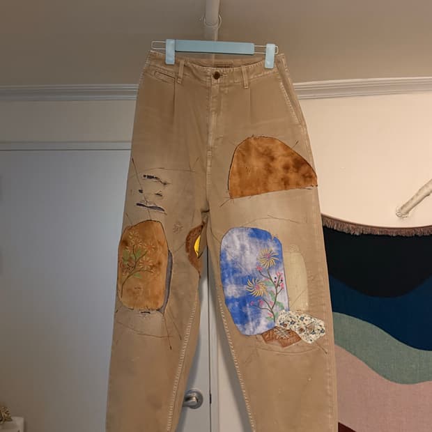 캐피탈 카츠라기 하이 웨이스트 님 팬츠 베이지