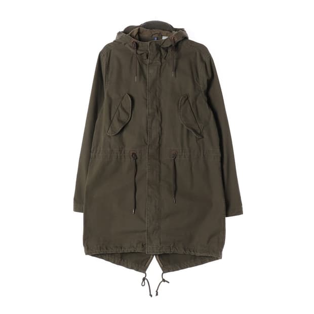 에이치앤엠 디바이디드 카키 피쉬테일 야상 파카 M