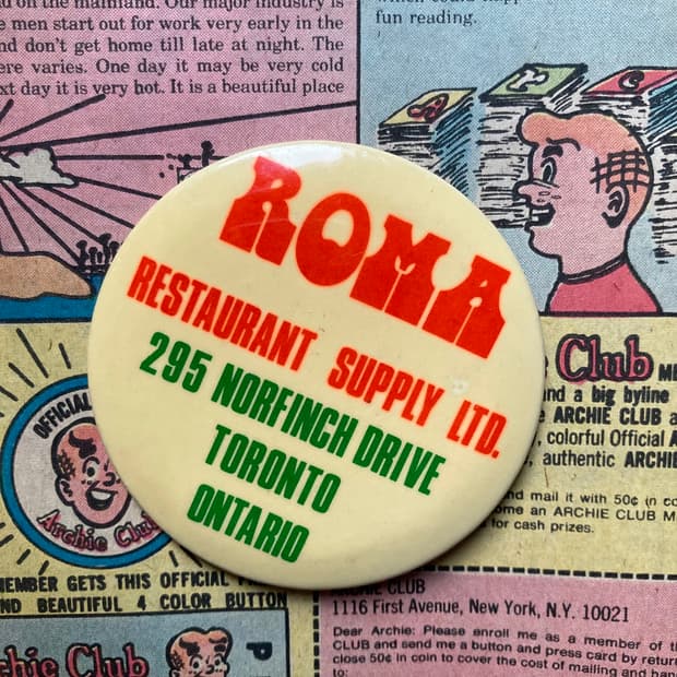 빈티지 ROMA 텍스트 프린팅 핀 버튼 뱃지 브로치 악세사리