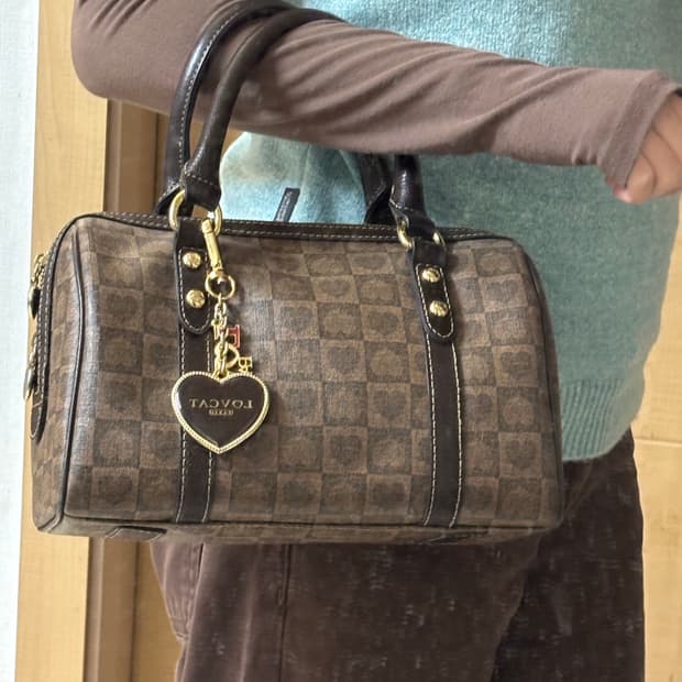 상태좋음) 러브캣 하트패턴 보스턴 토트백