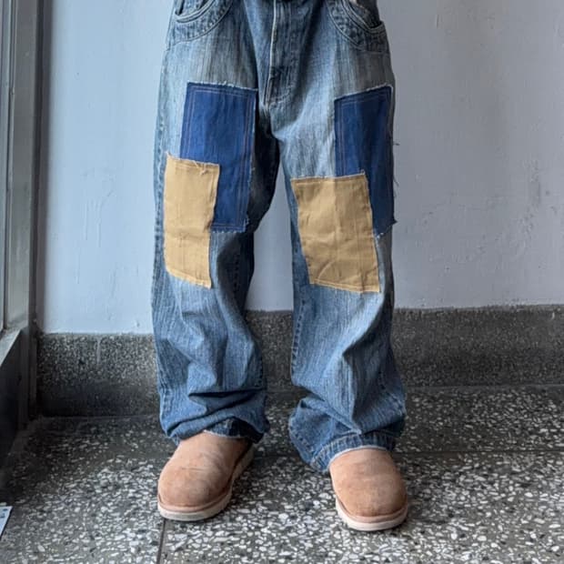 빈티지 패치 디테일 힙합팬츠