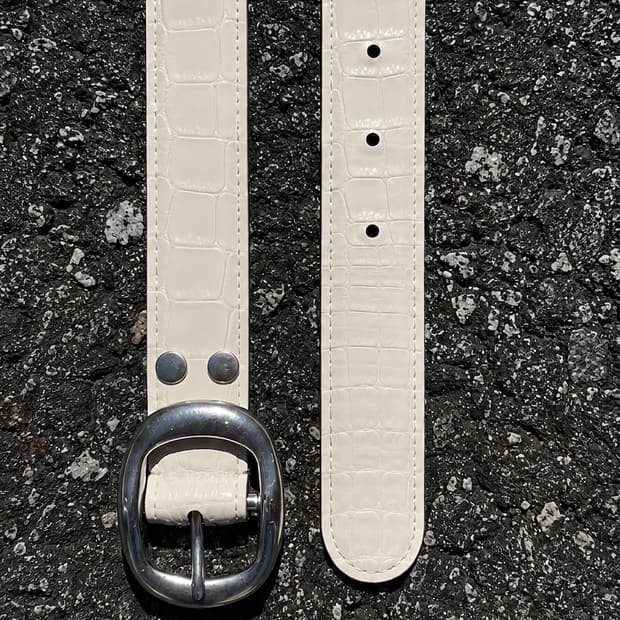 White Croc Leather Belt