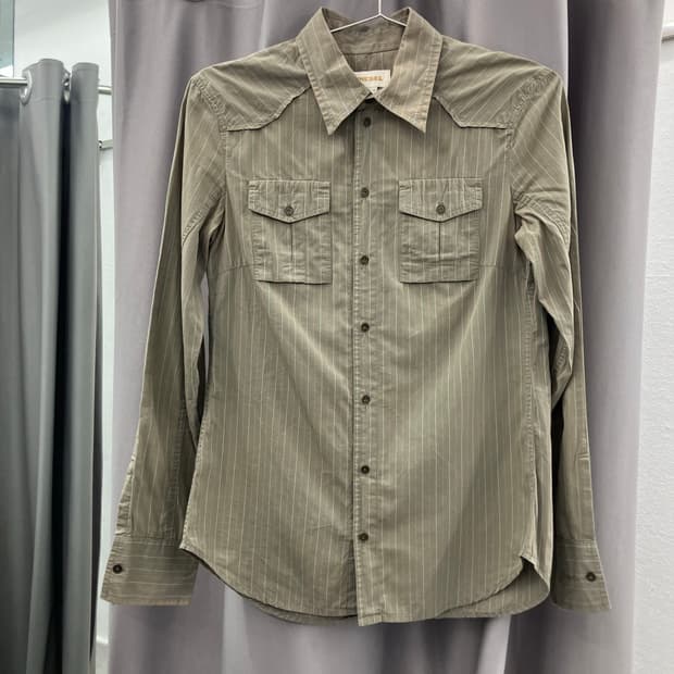 디젤 카키브라운 웨스턴 포켓 셔츠