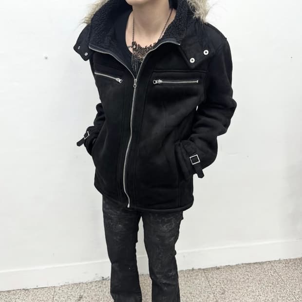 fur mouton hood jacket