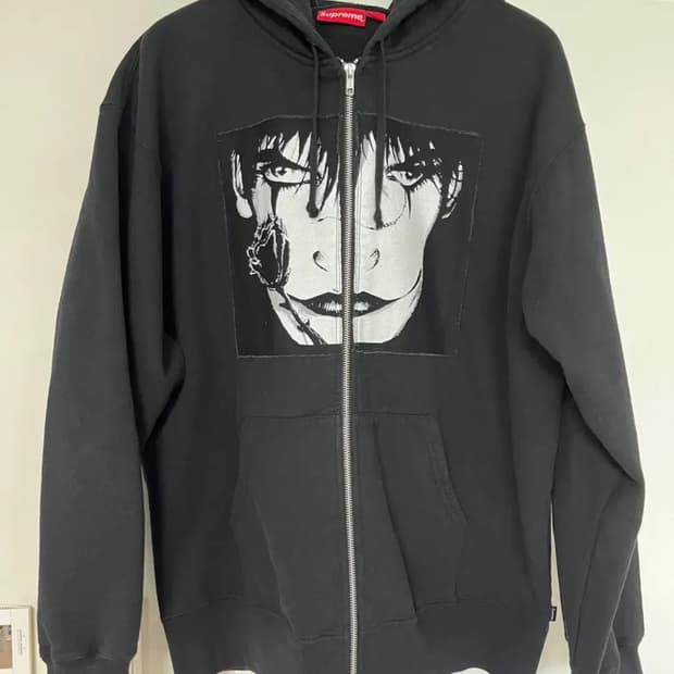 (XL) 슈프림 x 더 크로우 집업 후드 스웨트셔츠 블랙 - 21FW