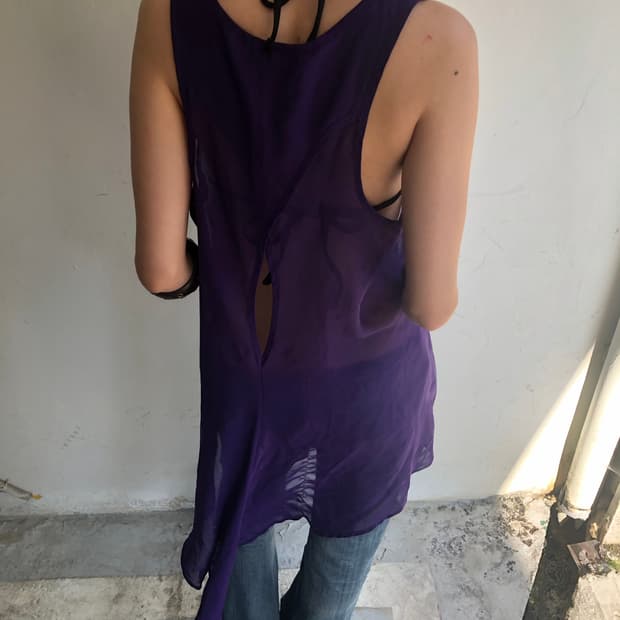 purple sheer layered dress