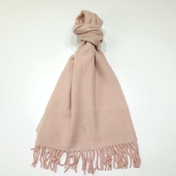 MX653 폴로 00s 이태리판 울 포니자수 라이트핑크 머플러 목도리