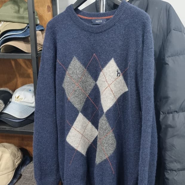 헤지스 아가일 겨울니트(모,알파카) 105~110(가슴반품55) 컨디션9