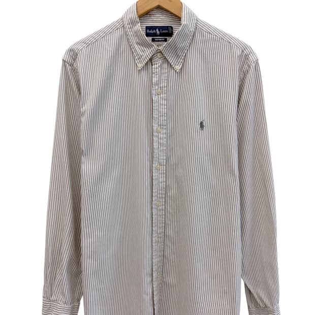 00s 폴로 줄무늬 셔츠 화이트&웜그레이 (XL) 